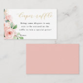 ピンクと金ゴールドフローラベビーおむつラッフルチケット 名刺 (正面/裏面)