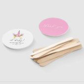 ピンクと金ゴールドフローラユニコーン女の子の赤ちゃんシャワー ハンドファン (組立なし)