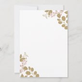 ピンクと金ゴールドフローラワイルドワンサファリベビーシャワー サンキューカード (裏面)