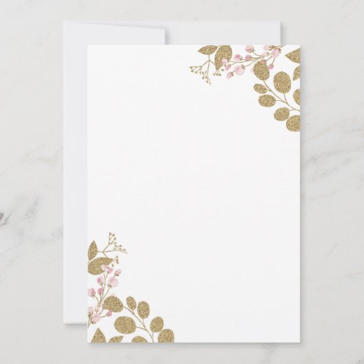 ピンクと金ゴールドフローラワイルドワンサファリベビーシャワー サンキューカード (裏面)