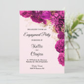 ピンクと金ゴールドフローラ婚約パーティ 招待状 (スタンド正面)