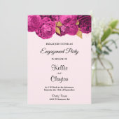 ピンクと金ゴールドフローラ婚約パーティ 招待状 (スタンド正面)