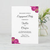 ピンクと金ゴールドフローラ婚約パーティ 招待状 (スタンド正面)