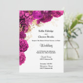 ピンクと金ゴールドフローラ結婚式招待状 招待状 (スタンド正面)