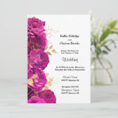 ピンクと金ゴールドフローラ結婚式招待状 招待状 (スタンド正面)