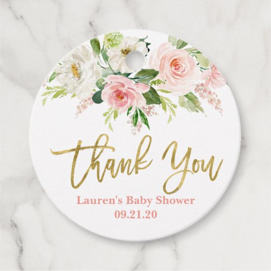 ピンクと金ゴールドフローラ フェイバータグ (正面)