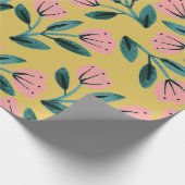 ピンクと金ゴールドフローラ ラッピングペーパー (角)