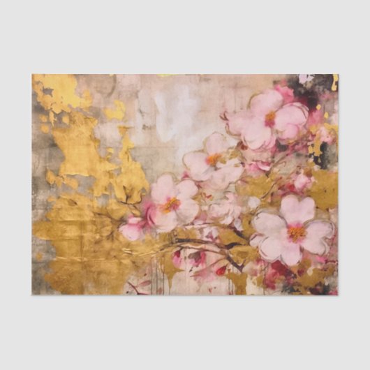 ピンクと金ゴールドフローラ 薄葉紙 (正面)