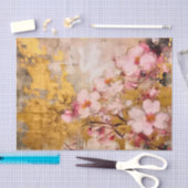 ピンクと金ゴールドフローラ 薄葉紙 (クラフト)