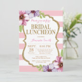 ピンクと金ゴールドブライダルランチョン招待状フローラ 招待状 (スタンド正面)