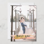 ピンクと金ゴールドブラシありがとうありがとう2 Photo Card サンキューカード (正面)