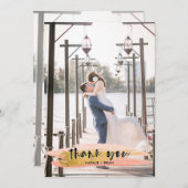 ピンクと金ゴールドブラシありがとうありがとう2 Photo Card サンキューカード (正面/裏面)