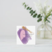 ピンクと金ゴールドブラシストロークの名刺 スクエア名刺 (スタンド正面)