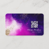 ピンクと金ゴールドブラシストロークの名刺 名刺 (正面)