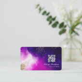 ピンクと金ゴールドブラシストロークの名刺 名刺 (スタンド正面)