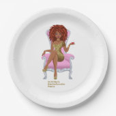 ピンクと金ゴールドブラックの女性 ペーパープレート (正面)