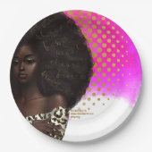 ピンクと金ゴールドブラックの女性 ペーパープレート (正面)