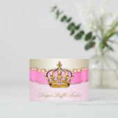 ピンクと金ゴールドプリンセスガールズおむつラッフルチケット エンクロージャーカード (スタンド正面)