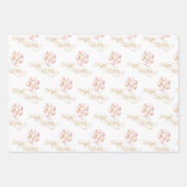 ピンクと金ゴールドプリンセスクラウンガール誕生日 ラッピングペーパーシート (正面3)