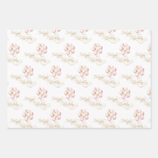 ピンクと金ゴールドプリンセスクラウンガール誕生日 ラッピングペーパーシート (正面3)