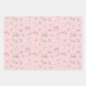 ピンクと金ゴールドプリンセスクラウンガール誕生日 ラッピングペーパーシート (正面2)