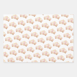 ピンクと金ゴールドプリンセスクラウンガール誕生日 ラッピングペーパーシート