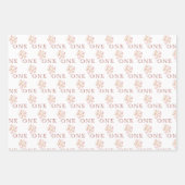 ピンクと金ゴールドプリンセスクラウンガール1st誕生日 ラッピングペーパーシート (正面3)