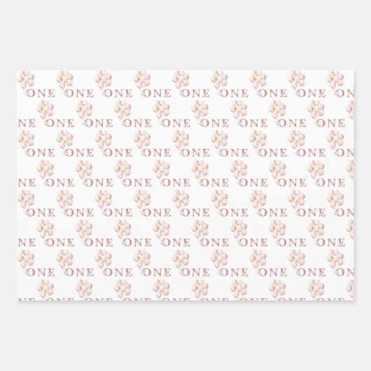 ピンクと金ゴールドプリンセスクラウンガール1st誕生日 ラッピングペーパーシート (正面3)