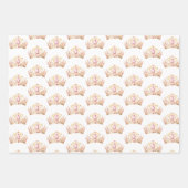 ピンクと金ゴールドプリンセスクラウンガール1st誕生日 ラッピングペーパーシート (正面)