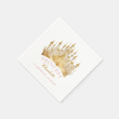 ピンクと金ゴールドプリンセスクラウンパーティー王室の誕生日 スタンダードカクテルナプキン (角)