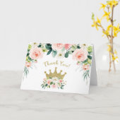 ピンクと金ゴールドプリンセスサンキューカード カード (黄色い花)