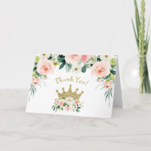 ピンクと金ゴールドプリンセスサンキューカード