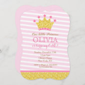 ピンクと金ゴールドプリンセスバースデーパーティ招待状 招待状 (正面/裏面)