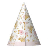 ピンクと金ゴールドプリンセスパーティー帽子 – 王室の誕生日 パーティーハット (裏面)