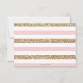 ピンクと金ゴールドプリンセスベビーガール誕生 案内状 (裏面)