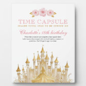 ピンクと金ゴールドプリンセス最初の誕生日時間カプセル フォトプラーク (正面)