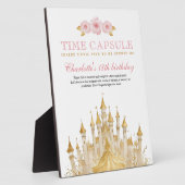 ピンクと金ゴールドプリンセス最初の誕生日時間カプセル フォトプラーク (側面)