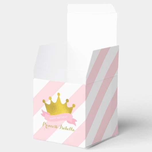 ピンクと金ゴールドプリンセス誕生日パーティー フェイバーボックス (オープン)