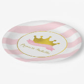 ピンクと金ゴールドプリンセス誕生日パーティー ペーパープレート (アングル)