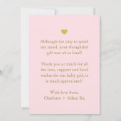 ピンクと金ゴールドベビーサンキューカード写真集 招待状 (裏面)