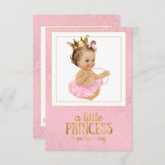 ピンクと金ゴールドベビーシャワー招待状 招待状 (正面/裏面)