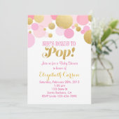 ピンクと金ゴールドベビーシャワー招待状 招待状 (スタンド正面)