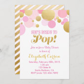 ピンクと金ゴールドベビーシャワー招待状 招待状 (正面/裏面)