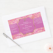 ピンクと金ゴールドホイルダマスク化粧品ボトルラベル 長方形シール (封筒)