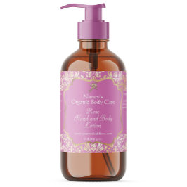 ピンクと金ゴールドホイルダマスク化粧品ボトルラベル 長方形シール