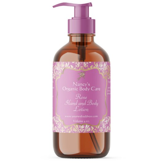 ピンクと金ゴールドホイルダマスク化粧品ボトルラベル 長方形シール