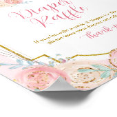 ピンクと金ゴールドマジカル回転木馬おむつラッフルサイン ポスター (角)