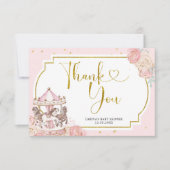 ピンクと金ゴールドマジカル回転木馬サンキューカード サンキューカード (正面)