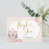 ピンクと金ゴールドマジカル回転木馬サンキューカード サンキューカード (スタンド正面)