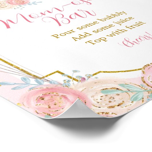 ピンクと金ゴールドマジカル回転木馬マムオーサバーサイン ポスター (角)